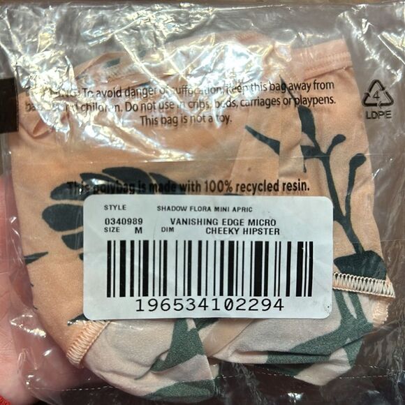 NWT SOMA Vanishing Edge Micro Cheeky Hipster in shadow flora mini apricot - Picture 2 of 2